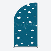 Lofaris Cartoon Blue Sky White Clouds Birthday Half Moon Arch Backdrop